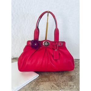 COACH Mia/garnet pink Pleated Leather Carryall Shoulder Bag 13914